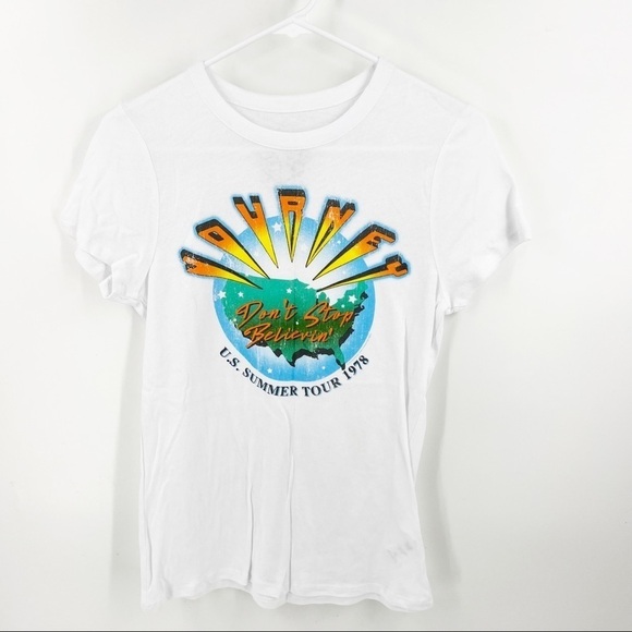 ✅ NWOT CHASER JOURNEY DON'T STOP BELIEVIN' WHITE T-SHIRT SIZE Medium - Picture 2 of 6